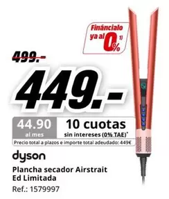 Oferta de Dyson - Plancha Secador Airstrait Ed Limitada por 449€ en MediaMarkt