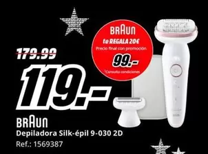 Oferta de Braun - Depiladora Silk-épil 9-030 2d por 119€ en MediaMarkt