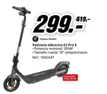 Oferta de Rueda - Patinete Eléctrico E2 Pro E por 299€ en MediaMarkt