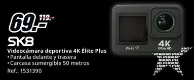 Oferta de Plus - Videocémara Deportiva 4k Élite por 69€ en MediaMarkt