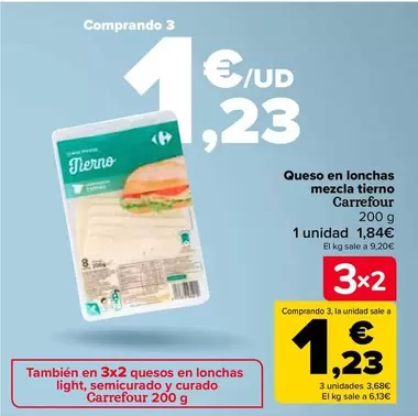 Oferta de Carrefour - Queso En Lonchas Mezcla Tierno en Carrefour