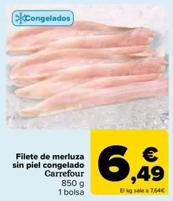 Oferta de Carrefour - Filete De Merluza Sin Piel Congelado   por 6,49€ en Carrefour