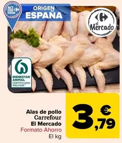 Oferta de Carrefour - Alas De Pollo El Mercado por 3,79€ en Carrefour