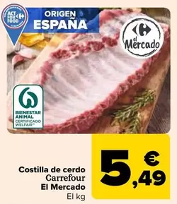 Oferta de Carrefour - Costilla De Cerdo  El Mercado por 5,49€ en Carrefour