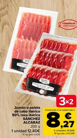 Oferta de Sánchez Alcaraz - Jamón O Paleta De Cebo Ibérico 50% Raza Ibérica en Carrefour