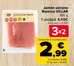 Oferta de Villar - Jamón Serrano Reserva en Carrefour