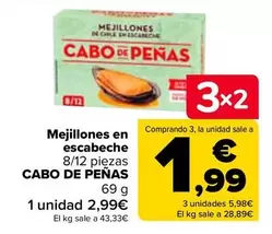 Oferta de Cabo De Peñas - Mejillones En Escabeche  en Carrefour