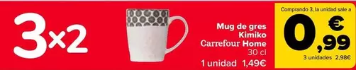 Oferta de Carrefour Home - Mug De Gres  Kimiko  por 1,49€ en Carrefour