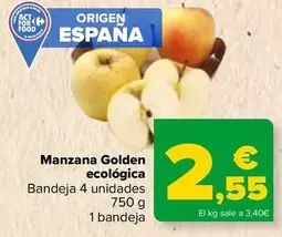 Oferta de Manzana Golden Ecologica por 2,55€ en Carrefour