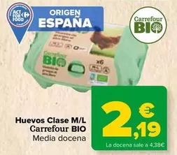 Oferta de Carrefour Bio - Huevos Clase M/L por 2,19€ en Carrefour