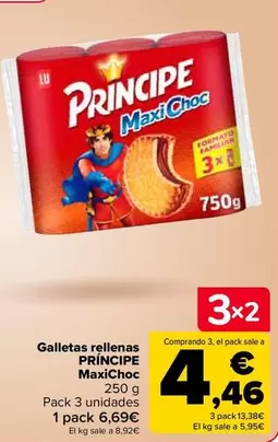 Oferta de Príncipe - Galletas Rellenas Maxichoc en Carrefour