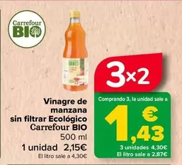 Oferta de Carrefour Bio - Vinagre De Manzana Sin Filtrar Ecologico en Carrefour