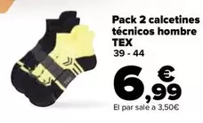 Oferta de TEX - Pack 2 Calcetines Tecnicos Hombre por 6,99€ en Carrefour