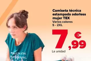 Oferta de Tex - Camiseta Tecnica  Estampada Odorless  Mujer  por 7,99€ en Carrefour