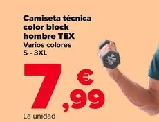 Oferta de Tex  - Camiseta Tecnica Color Block  Hombre  por 7,99€ en Carrefour