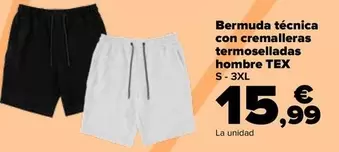 Oferta de TEX - Bermuda Tecnica  Con Cremalleras  Termoselladas  Hombre  por 15,99€ en Carrefour