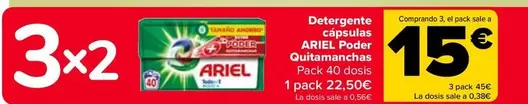 Oferta de Ariel - Detergente Capsulas Poder Quitamanchas en Carrefour