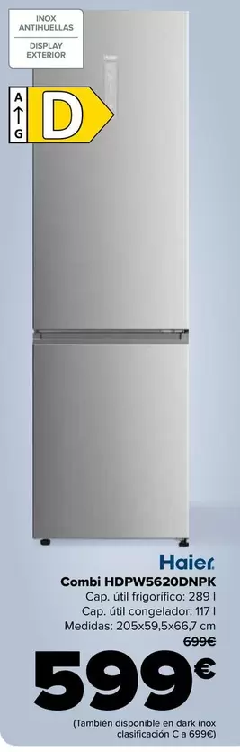 Oferta de Haier - Combi HDPW5920DNPK por 599€ en Carrefour