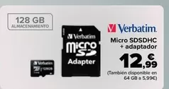 Oferta de Verbatim - Micro SDSDHC  + Adaptador por 12,99€ en Carrefour