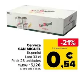 Oferta de San Miguel - Cerveza Especial por 0,54€ en Carrefour