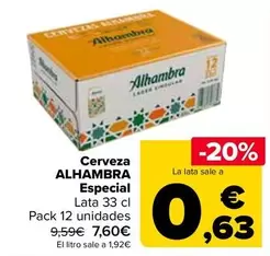 Oferta de Alhambra - Cerveza Especial por 7,6€ en Carrefour