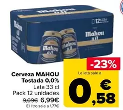 Oferta de Cerveza Tostada 0,0% por 6,99€ en Carrefour