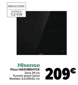 Oferta de Hisense - Placa Hi6311bshyce por 209€ en Carrefour