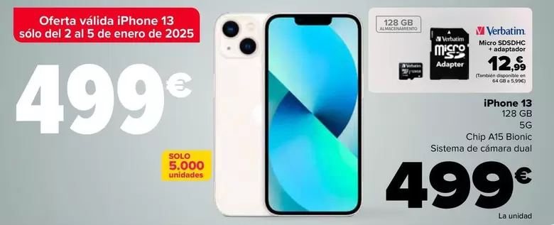 Oferta de Iphone 13 por 499€ en Carrefour