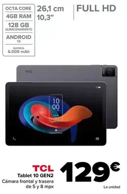 Oferta de TCL - Tablet 10 Gen2 por 129€ en Carrefour