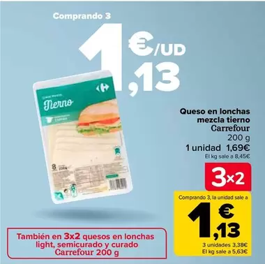 Oferta de Carrefour - Queso En Lonchas Mezcla Tierno en Carrefour