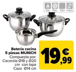 Oferta de Munich - Bateria Cocina 5 Piezas por 19,99€ en Carrefour