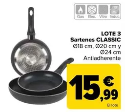 Oferta de Lote 3 Sartenes Classic por 15,99€ en Carrefour