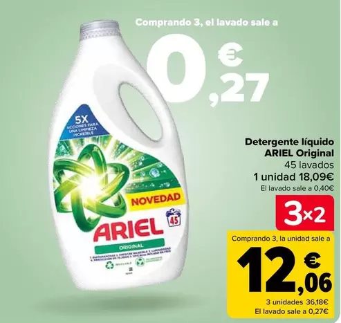 Oferta de Ariel - Detergente Líquido Original en Carrefour