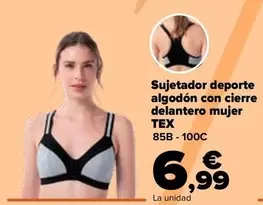 Oferta de TEX - Sujetador Deporte Algodon Con Cierre Delantero Mujer por 6,99€ en Carrefour