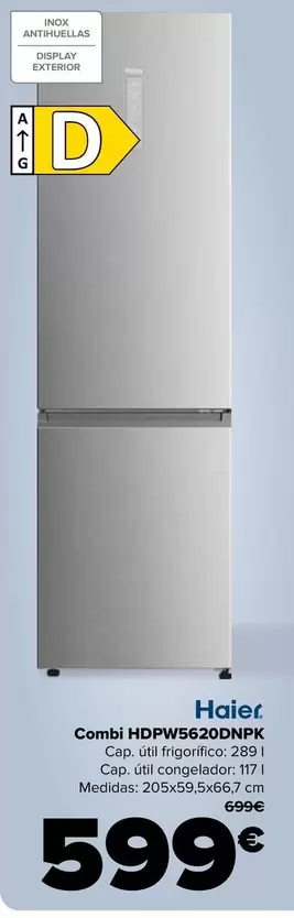 Oferta de Haier - Combi HDPW5920DNPK por 599€ en Carrefour