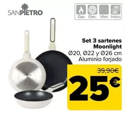 Oferta de San Pietro - Set 3 Sartenes Moonlight por 25€ en Carrefour