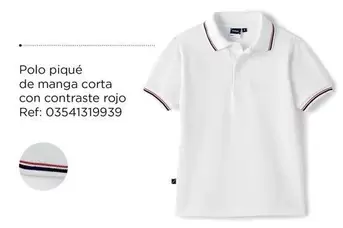 Oferta de Polo - Polo Piqué De Manga Corta Con Contraste Rojo en El Corte Inglés