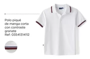 Oferta de Polo - Polo Piqué de Manga Corta con Contraste Granate en El Corte Inglés