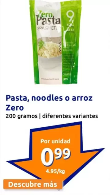 Oferta de Pasta, Noodles O Arroz Zero por 0,99€ en Action