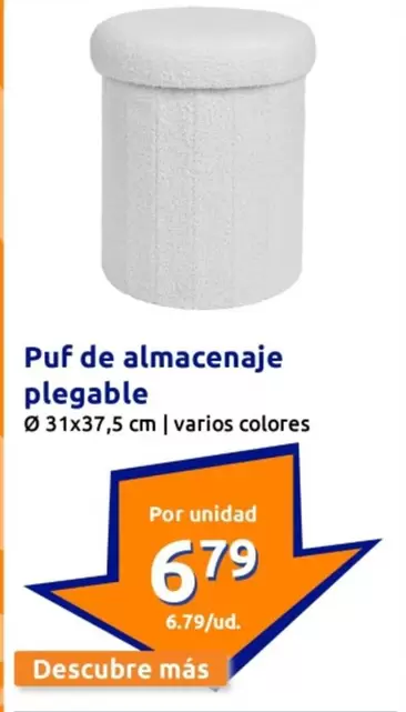 Oferta de Puf De Almacenaje Plegable por 6,79€ en Action