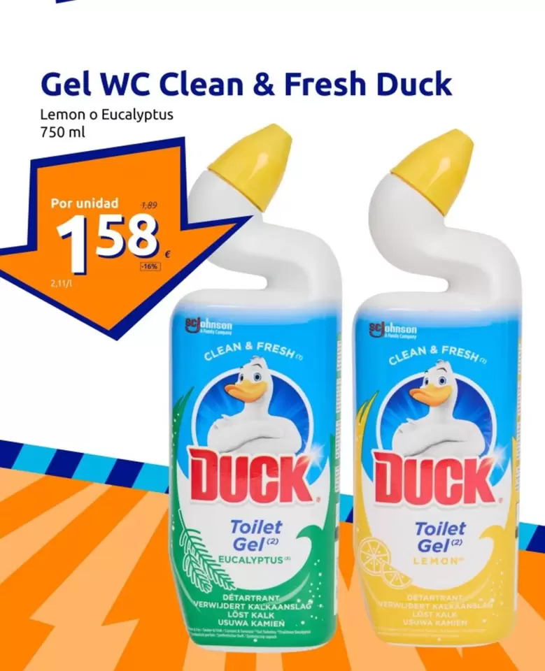 Oferta de Duck - Gel Wc Clean & Fresh por 1,58€ en Action