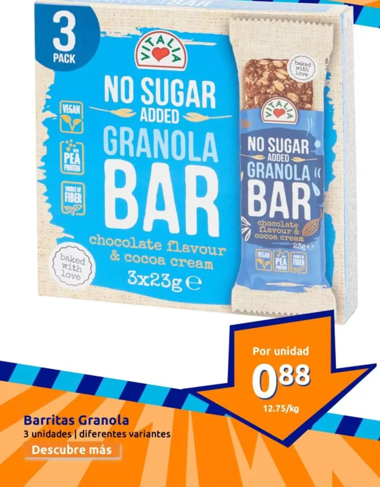 Oferta de Vitalia - Barritas Granola por 0,88€ en Action