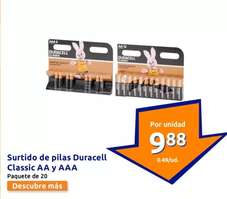 Oferta de Duracell - Surtido De Pilas Classic AA Y AAA por 9,88€ en Action