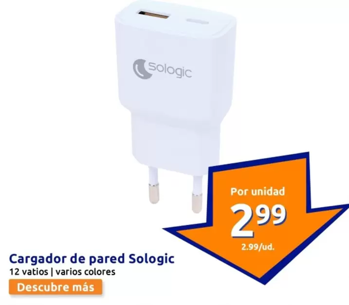 Oferta de Sologic - Cargador De Pared por 2,99€ en Action