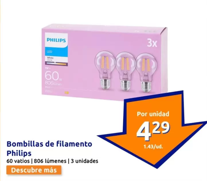 Oferta de Philips - Bombillas De Filamento por 4,29€ en Action