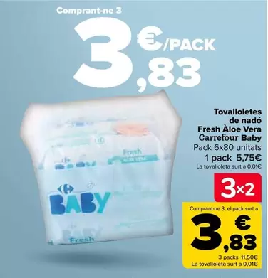 Oferta de Carrefour Baby - Toallitas Bebé Fresh Aloe Vera en Carrefour