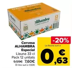 Oferta de Alhambra - Cerveza Especial por 7,6€ en Carrefour