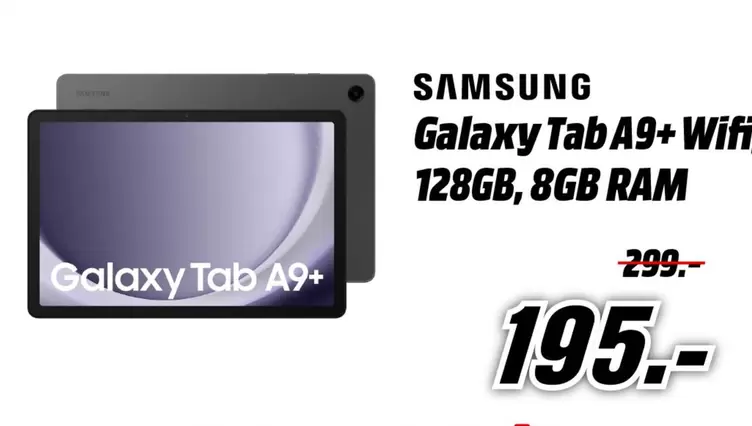 Oferta de Samsung - Galaxy Tab A9+ Wifi 128gb, 8gb, 8gb por 195€ en MediaMarkt