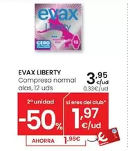 Oferta de Evax Liberty - Compresa Normal Alas por 3,95€ en Eroski