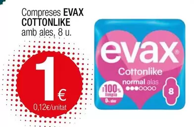 Oferta de Evax - Compresas Cottonlike por 1€ en Condis